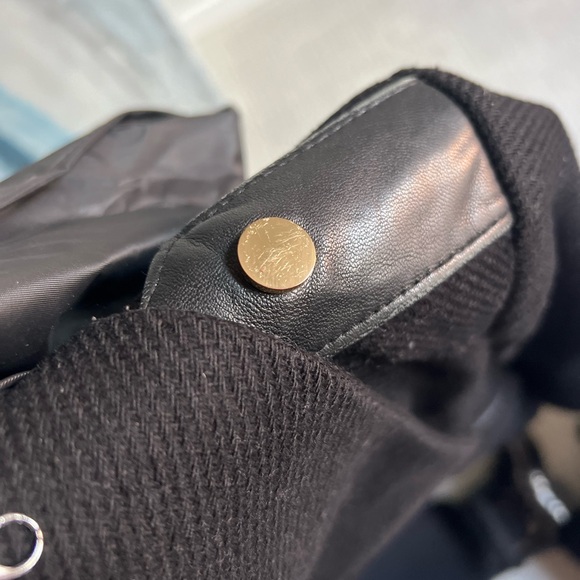 French Connection Black Wool Coat with Gold and Leather Detailing - Picture 5 of 6